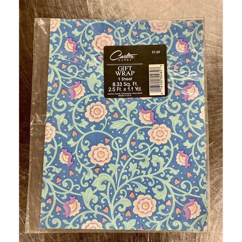 Vintage Carlton All Occasion Floral Flat Gift Wrap 4 Sheets